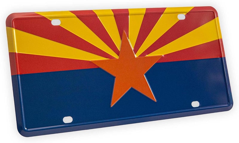 Pickwicks Arizona State Flag License Plate – Embossed HD Aluminum Car Tag – Decorative Front Plate – 6”x12” – Southwest Pride (Arizona) - Image 1